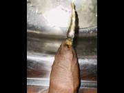 Preview 4 of Uncut asian black dick sink peeing with hot long foreskin pulled in a fetish way black cock lovers