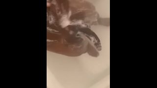 Grosse bite noire dans la douche