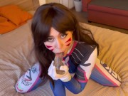 Preview 3 of Cosplay D.Va from Overwatch, deepthroat and cum in my face