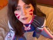 Preview 4 of Cosplay D.Va from Overwatch, deepthroat and cum in my face