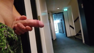 JERKING IN THE PUBLIC HALLWAY OF A HOTEL AND WATCHING PORN DICKFLASH