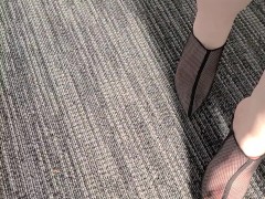 Showing off black see thru high heels