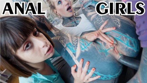 heavy tattooed couple fuck a inocent girl in her ASS - ANAL, gape, AtM, ATOGM, facial cumshot,