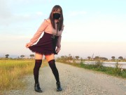 Preview 5 of Exposed masturbation ejaculation in the early morning of beautiful transgender Honoka