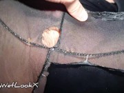 Preview 4 of ShinyWetLookX - Wet Oiled Pussy Fingering Sound in Shiny Wetlook Leather Leggings