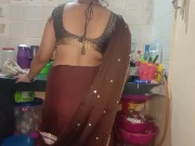 Preview 1 of Horny Sali get fucked in kitchen while working by jija ji