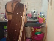 Preview 2 of Horny Sali get fucked in kitchen while working by jija ji