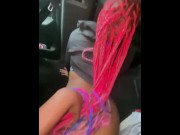 Preview 2 of Pink Haired Thot Gets Hair pulled In Back Of F150 Durning Backshoots