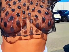 SHEER BLOUSE HIGH SLIT SKIRT FLASHING AROUND