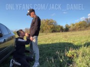 Cool blowjob to a straight dude in nature 
