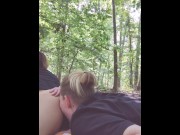 Preview 3 of HORNY LESBIAN GETS PUSSY SUCKED HARD  IN WOODS 🤯