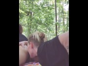 Preview 6 of HORNY LESBIAN GETS PUSSY SUCKED HARD  IN WOODS 🤯