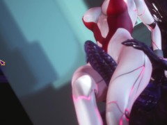 Subverse - Furry monster rubs a huge dick between the thighs of a cyber girl
