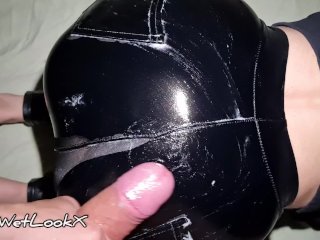 ShinyWetLookX - Cum on My Dirty Ass in TightLeather Leggings_Wetlook Shiny Faux_Leather Pants POV