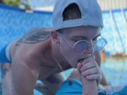 Preview 3 of A man fucks a young cleaner in the pool and cums in the ass