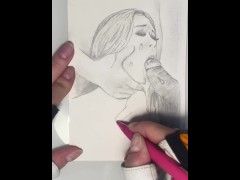 Rough double blowjob. Cum on her tongue. Sex Art.