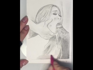 Rough Double Blowjob. Cum on her Tongue. Sex Art.