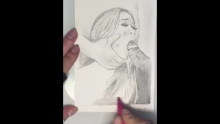 Rough double blowjob. Cum on her tongue. Sex Art.