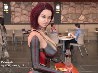 adult visual novel, red head, 3d, big tits