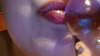 Oral Red Lipstick Glass Toy Tease