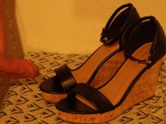 Cummin on my ex-wife's sexy wedge heels
