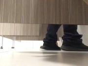 Preview 2 of Public restroom bare feet - You never know what could be happening in the stall right next to you