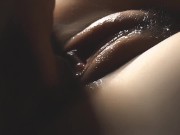 Preview 6 of SLOW MOTION. Fucking a hairy pussy close-up. Filled her hair with cum