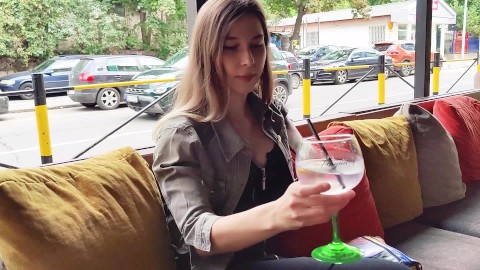 Remote control orgasm of my stepsister in Bar !