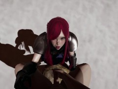 Erza Scarlet goes to the beach and some fat old men annoy her with their cocks