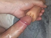 Preview 5 of Dick has problem getting in sex toy, huge creampie