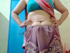 StepMom In Saari Romantic Mood Want Big Cock To Fuck Her Shaved Pussy