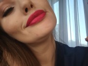 Preview 4 of Pink lipstick mouth worship with tongue tease