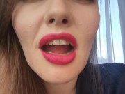 Preview 6 of Pink lipstick mouth worship with tongue tease