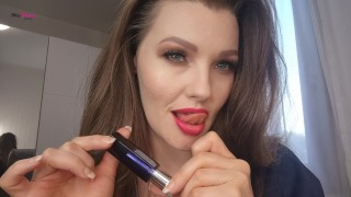 Lipstick Mouth Worship With Tongue Tease