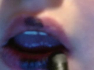 Messy Black Lipstick Kissing A pumpkin