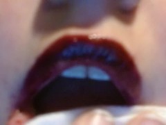 Smearing & removing Deep Red Whore lipstick with Lube