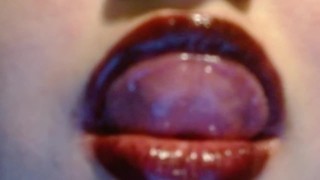 Smearing & removing Deep Red Whore lipstick with Lube