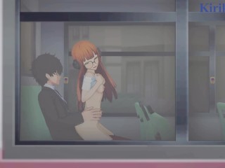 Futaba Sakura En Ren Amamiya Hebben Diepe Neukbeurt in De Bus. - Persona 5 Hentai