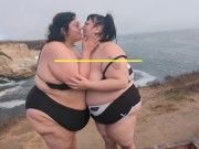 Preview 2 of SSBBW Alt Lesbians Fucking & Kissing In Public (Preview)