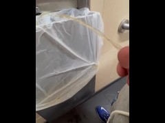 Public restroom horny peeing EVERYWHERE all over 