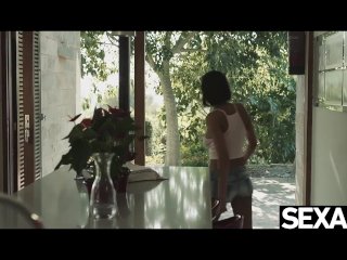 Gorgeous girl jerks her boyfriend's cum all over her big tits