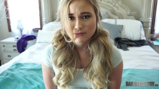 BadDaddyPOV - Adorable Blonde Teen Alyssa Cole Drains her Stepdaddy's Cock