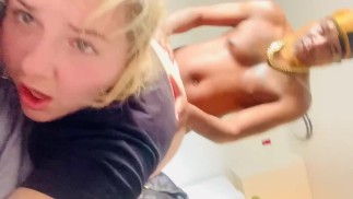 Daddy fills up my fat white booti with cream while staring into my sky blue eyes 