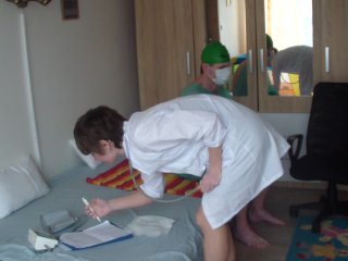 Men´s special sexual exam with young sexy doctor