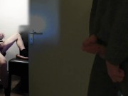 Preview 4 of roommate caught masturbating while anal penetrating himself and watching gay porn