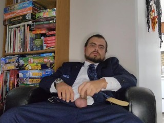 西装革履的先生抚摸着他的肥鸡巴