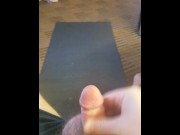 Preview 4 of Mid day cum shot - toes curl - soak yoga mat