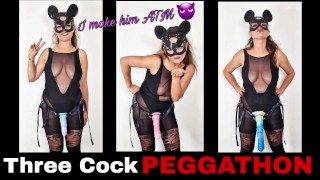 Dominatrice Pegging Épique Peggathon Gode Sangle sur ATM Sucer Mistress Bondage BDSM Slave