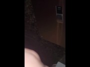 Preview 2 of johnholmesjunior whipping out huge soft cock in public open urinal in vancouver mens bathroom