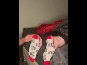 Preview 2 of My girlfriend lets me CUM all over her feet while she lays there